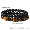 Venda Quente Transfronteiriça Pedra Natural Olho de Tigre Quadrada Pulseira Masculina Pedra Negra de Vesícula Facetada Conjunto Combinado Trançado Pulseira