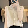 Chaleco de Punto Estilo Europeo para Mujer con Encaje de Organza y Jacquard de Lana Hueco Cuello Polo Top sin Mangas Apilado