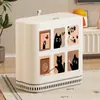 Papelera Estrecha Cerrada con Tapa abatible para Sala de Estar y Dormitorio del Hogar, Contenedor de Almacenamiento para Espacios Estrechos para Control de Olores, Papel de Desecho y Artículos Varios