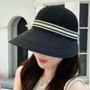 Chapéu de Sol Novo Estilo Primavera e Verão 2025 Estilo Coreano Malha Respirável Vazada Proteção Solar Aba Larga Cobertura Facial Viagem ao Ar Livre