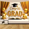 Amazon Negro Dorado Temporada de Graduación Banner de Fondo Estrellas Doradas Birrete de Graduación Fiesta de Graduación Transfronteriza Bandera Colgante Tela Colgante