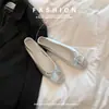[Couro Genuíno] Duas Alturas ~ Sapatilhas Quadradas de Lambskin Francês com Laço e Salto Bloco para Mulheres
