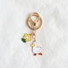 Chaveiro de flor de patinho fofo, pingente de pato para abastecer, acessórios para bolsa, chaveiro de desenho animado para estudante, liga