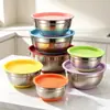 Tigela de salada espessa de aço inoxidável, adequada para cozinhas domésticas, para bater ovos e misturar massa, uma tigela multifuncional para assar e cozinhar, disponível em um conjunto de vários tamanhos