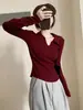Suéter negro estilo japonés para mujer, estilo básico de otoño e invierno, corte ajustado, elástico, suave y acogedor, cuello polo, prenda interior de punto