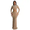 C6863 Moda Europea y Americana Transfronteriza Aliexpress Amazon Vestido Largo de Malla Color Sólido con Pedrería para Mujer