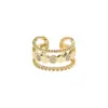 Anillo abierto personalizado bañado en oro real con incrustaciones de circonita para mujer, anillo geométrico de diseño nicho, exquisito anillo para el dedo índice al por mayor
