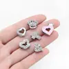 Aleación Incrustada con Pedrería, Corona en Forma de Corazón, Estrella de Cinco Puntas, Cuentas Planas con Agujero en Forma de Flor, Accesorios de Joyería para Pulseras de Muñeca DIY Hechas a Mano
