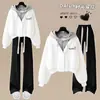 Sudadera con capucha de punto suelto estilo perezoso, dos piezas falsas, pantalones rectos de pierna ancha, conjunto casual de dos piezas