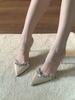 Sandalias de Tacón Alto de Moda con Pedrería, Nuevo 2025 Punta Afilada, Hermosas y Versátiles, Aumentan la Altura y Adelgazan