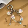 Cadena Personalizada Nueva de Hueso de Serpiente de Metal Colgante Decorativo para Bolso Creativo Cara Sonriente Cuadrada Llavero con Colgante de Perlas