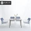 Mesa e Cadeiras para Varanda Externa, Mesa e Quatro Cadeiras para Pátio de Villa, Mesa e Cadeiras de Metal à Prova d'Água e Resistentes ao Sol, Mesa e Cadeiras de Rattan para Jardim de Lazer