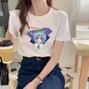 Camiseta informal de manga corta de algodón puro, corte holgado para mujer, cuello redondo, hombros caídos, estilo coreano, adecuada para personas menudas