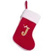 Calcetines de Punto Rojos de Navidad con 26 Letras Transfronterizos de Año Nuevo Decoración Colgante de Navidad de Alto Grado Bolsas de Dulces Suministros