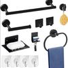 Acero Inoxidable Transfronterizo Juego de Cinco Piezas para Baño Barra Toallera Estante para Toallas Portarrollos Gancho Adhesivo Sin Perforaciones para Inodoro Baño Ropa