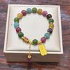 Nova Pulseira de Pedra Natural Turmalina Colorida Ins Nicho Pingente Orquídea Suzuki Pulseira Ruyi Transfronteiriça Namorada para Homens e Mulheres