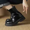 ¡Súper Suave y Súper Ceñido a las Piernas! Nuevas Botas Cortas Retro con Suela Gruesa y Punta Redonda Estilo Británico Elegante para Otoño e Invierno Botas Martin