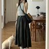 Saia Parachute Retrô Americana com Cordão para Mulheres, Estilo Outono, Tamanho Grande, Cintura Alta, Cobre o Quadril, Emagrecedora, Casual, Linha A, Roupa de Trabalho, Meia-Saia