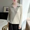 Nuevo Top de Punto de Hilo Floral Otoño/Invierno 2026 con Solapa, Manga Larga, Suéter Base Holgado para Mujer