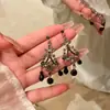 Pendientes Retro Palacio Francés de Cristal Oscuro Pendientes de Borla de Nicho de Gama Alta Moda Femenina Pendientes Versátiles de Temperamento