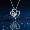 Collar Cruzado de Ozono Popular de Venta Caliente Doble Corazón Colgante para Mujer Diseño de Nicho Ins Elegante Versátil Collar Clavícula