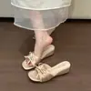 Sandalias de cuña con punta cuadrada y punta abierta, estampado de lunares, lazo plisado, suaves con falda, ropa exterior, vacaciones, viaje, persona perezosa