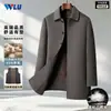 Nueva colección de otoño e invierno: abrigo de lana de longitud media para hombre con forro interior desmontable, adecuado para papás, en un estilo business casual