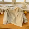 Conjunto de Moletom com Capuz Liso para Meninas Primavera e Outono Cores Macaron Conjunto Casual de Duas Peças Conjunto de Roupa Esportiva Externa Infantil