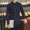 Nova Camisa Masculina de Manga Longa Simples Estilo Coreano Camisa Casual de Cor Sólida da Moda para Adolescentes Masculinos Slim Fit
