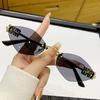 Gafas de Sol Y2K Dulces Frescas Sexy Montura Metálica Sin Montura Poligonales Elegantes Versátiles Gafas Anti-UV