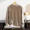 Suéter de Cachemira Pura para Otoño e Invierno para Hombre, Hilo de Doble Hebra, Engrosado, Cuello Semialto, Tejido Jacquard de Punto de Panal, Camiseta Interior