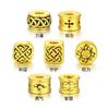 Chapado en oro 3D oro duro Poder Sabiduría guardia coraje fe suerte tatuaje pulsera de cuerda de cuero colgante cuentas giratorias