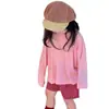 Roupas de verão com proteção solar dopamina para meninas, roupas de verão com mangas compridas para ar condicionado para bebês meninas, saída de praia fina para crianças