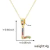 Collar con colgante de letra inglesa con microincrustaciones de circonita de color transfronterizo, chapado en cobre, cadena de clavícula de 18 quilates, joyería para mujer al por mayor