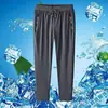 Pantalones Casuales Versátiles de Verano Elásticos Rectos Delgados Sueltos Secado Rápido Enfriamiento Modernos Pantalones Largos Deportivos para Hombre de Seda de Hielo