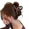 Pinza para el Cabello de Moda Estilo Coreano para Mujer, Pasador de Perlas de Alta Gama, Pinza de Tiburón de Tamaño Mediano para la Parte Posterior de la Cabeza, Adecuada para Cabello Fino, Accesorio para el Cabello