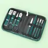 Conjunto de Cortadores de Unha Verde Escuro Bolsa com Zíper 9 Peças Cortador de Unha Preto Ferramenta de Manicure Conjunto de Cortadores de Unha 6 Peças