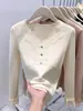 Fábrica de Malhas Dalan Source 2026 Novo Suéter de Tricô com Patchwork de Renda e Decote V para Mulheres, Peça Básica para Outono e Inverno