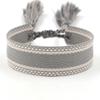 Pulsera de Cinta Tejida Estilo Étnico con Texto Bordado y Borlas, Pulsera Trenzada DIY, Diseño Simple, 104 Colores Disponibles, Pulsera Estilo Europeo y Americano