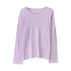 Suéter de punto fino de lana verde claro para mujer, adecuado para principios de otoño, top básico holgado y versátil de cuello redondo