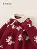 Ropa de Invierno para Bebés y Niños Pequeños Bonsun: Vestido Suéter con Botones Diagonales para Bebés Niñas, Vestido para Niñas Estilo Chino con Cuello de Solapa