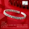 Pulsera Retro de Plata Tailandesa Cuadrada Flor de Cerezo Plata de Ley para Mujer Plata Pura 9999 Estilo Chino Moda Pulsera Abierta de Plata Regalo
