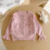 Nuevo Cárdigan de Punto Estilo Princesa para Niñas Pequeñas y Bebés con Decoración de Lazo Abrigo Suéter con Volantes Venta al por Mayor