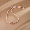 Pulsera de Perlas de Agua Dulce de Forma Irregular Rosa-Morado para Mujer, Elegante y con Estilo, con Cuentas de Cristal Morado y un Collar de Diseño Fluido y Suave