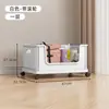 Caja de almacenamiento de plástico, caja de almacenamiento plegable y móvil, caja de almacenamiento móvil para dormitorio de estudiante con ruedas para organizar juguetes y artículos varios