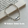 Pulsera de plata de ley S925 con cadena de cuentas inglesas cuadradas, diseño de nicho simple personalizado, estilo coreano del sur para mujer.