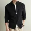 Suéter de Tricô Masculino 2026 Outono/Inverno Gola Alta Zíper Cardigan Jovem Business Estilo Old Money Suéter Peça Única Jaqueta Tendência