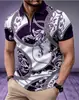 Europa Transfronteriza Manga Corta Nuevo Retro Media Cremallera Casual de Negocios Camisa Polo Camisa Polo con Estampado 3D