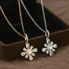 Collar de cadena de clavícula con copo de nieve electrochapado en oro auténtico 2024 para mujer, estilo coreano, con microincrustaciones de circonita, elegante y súper llamativo.