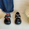 Sapatos de princesa bebê criança velcro criança 3 anos estilo coreano menina outono antiderrapante respirável fundo macio 1-5 couro de vaca preto
